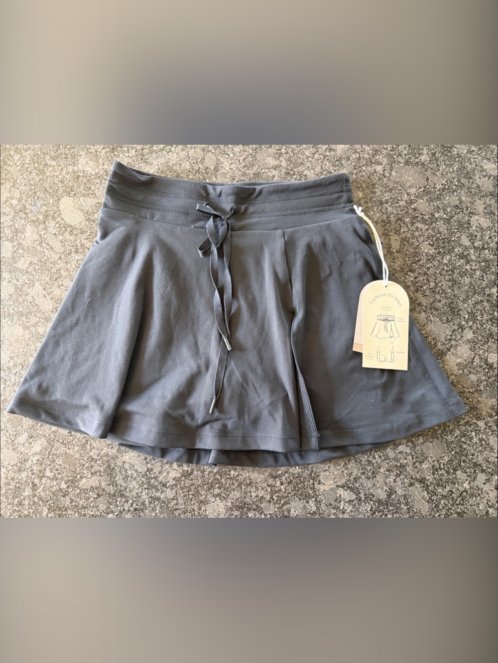 Women's Black Athletic Skort with Drawstring Waist